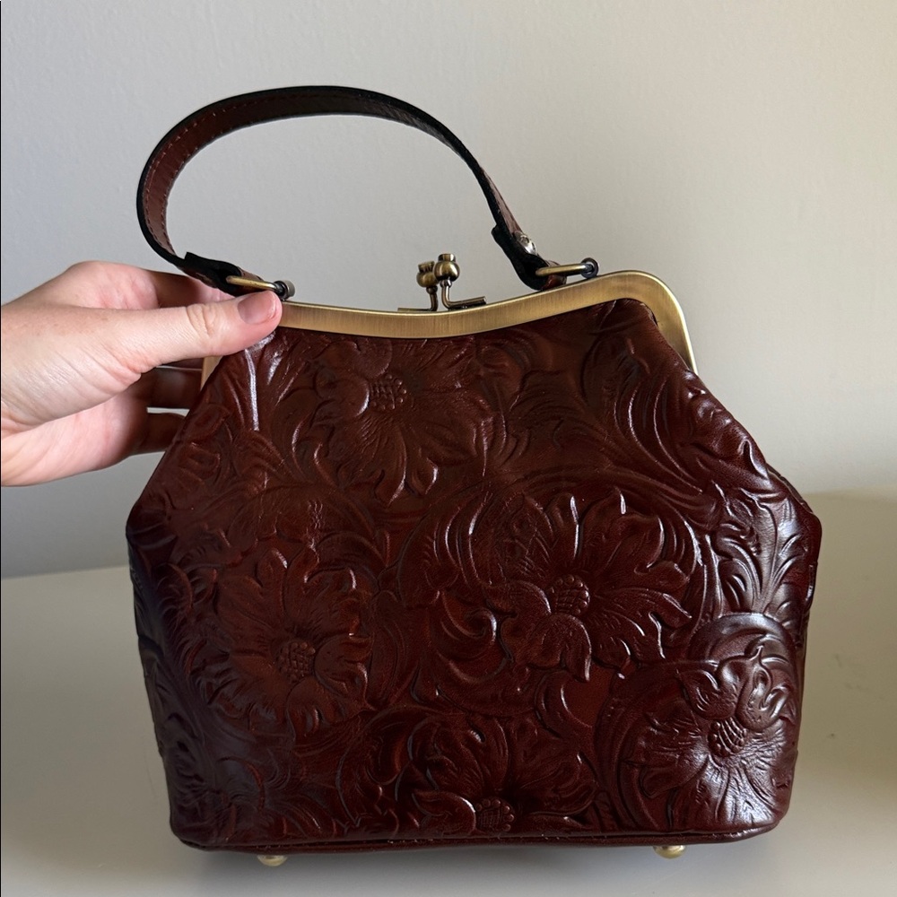Elegant Brown Embossed Handbag